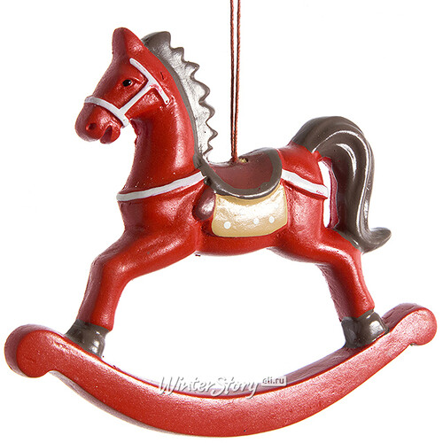 Елочная игрушка Лошадка-Качалка 13*11 см красная, подвеска Koopman