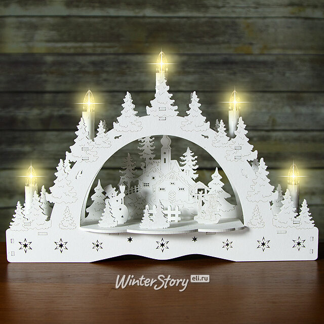 Светильник-горка Снеговичок со скворечником 35*24 см, 5 теплых белых LED ламп, батарейка Koopman