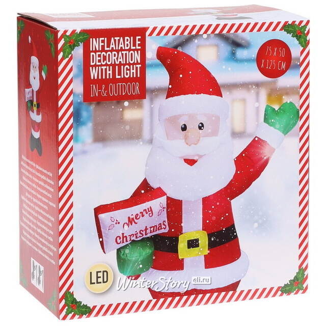 Надувная фигура Дедушка Мороз 125 см с подсветкой, IP44 Koopman