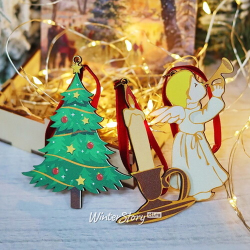 Набор елочных игрушек Vintage Christmas: Канун Рождества 5-10 см, 3 шт, подвеска МанузинЪ