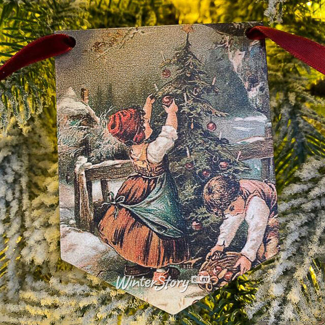 Гирлянда из флажков Vintage Christmas 10 см, 5 шт МанузинЪ