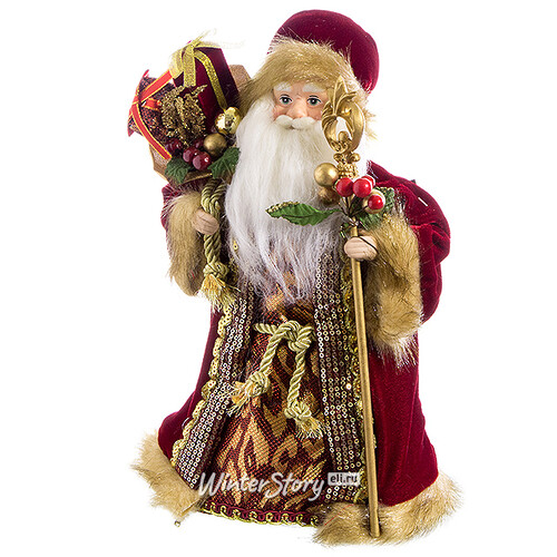 Дед Мороз в красной шубе с мешком 27 см Holiday Classics