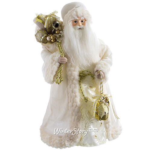 Дед Мороз в кремовой шубе с посохом и подарками 51 см Holiday Classics