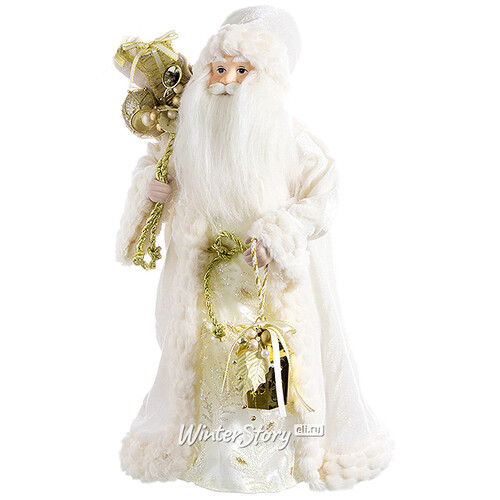 Дед Мороз в кремовой шубе с посохом и подарками 51 см Holiday Classics