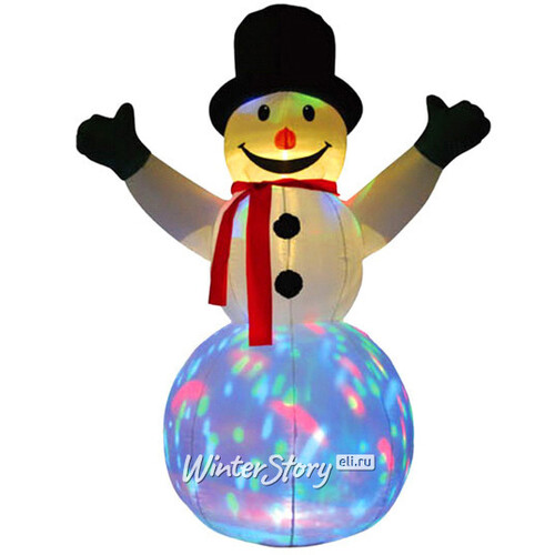 Надувная фигура Снеговик 1.8 м с разноцветным диско шаром Торг Хаус