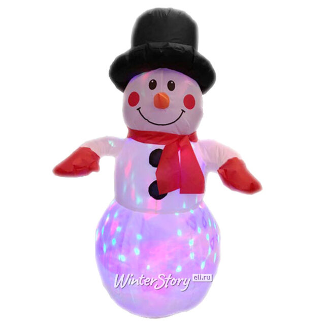 Надувная фигура Снеговик в цилинде 1.2 м с разноцветным диско шаром Торг Хаус