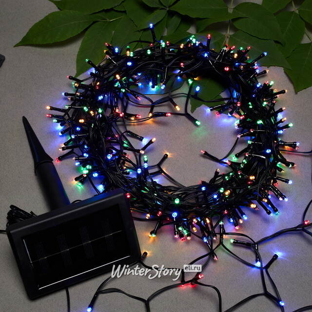 Гирлянда на солнечной батарее Гарденто 24 м, 400 разноцветных LED, черный ПВХ, IP44 Koopman (Купман)