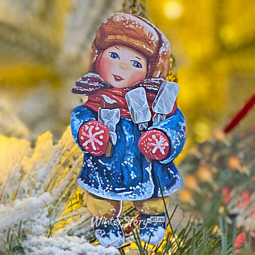 Елочная игрушка Девочка с эскимо - Зимние Каникулы 10 см, подвеска МанузинЪ