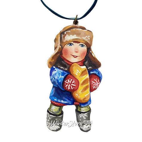 Елочная игрушка Мальчик с батоном - Зимние Каникулы 10 см, подвеска МанузинЪ