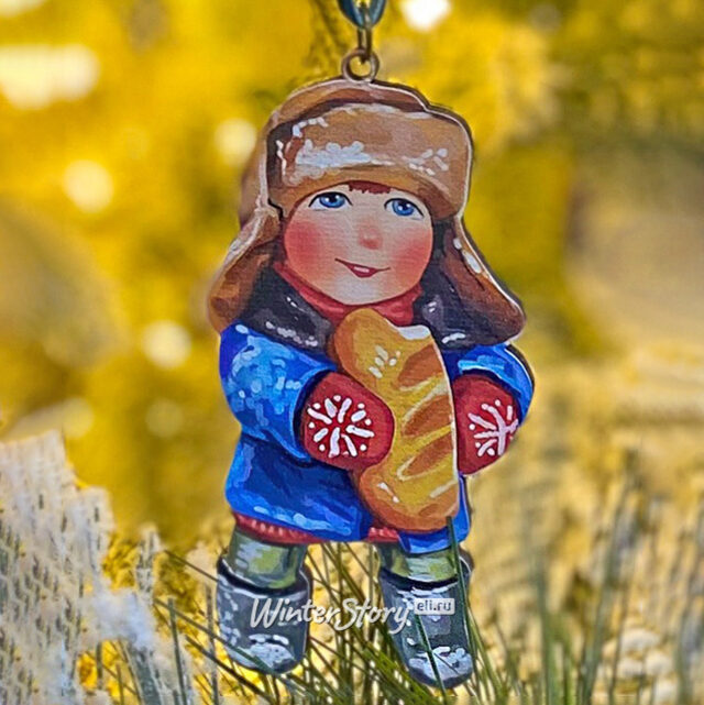 Елочная игрушка Мальчик с батоном - Зимние Каникулы 10 см, подвеска МанузинЪ