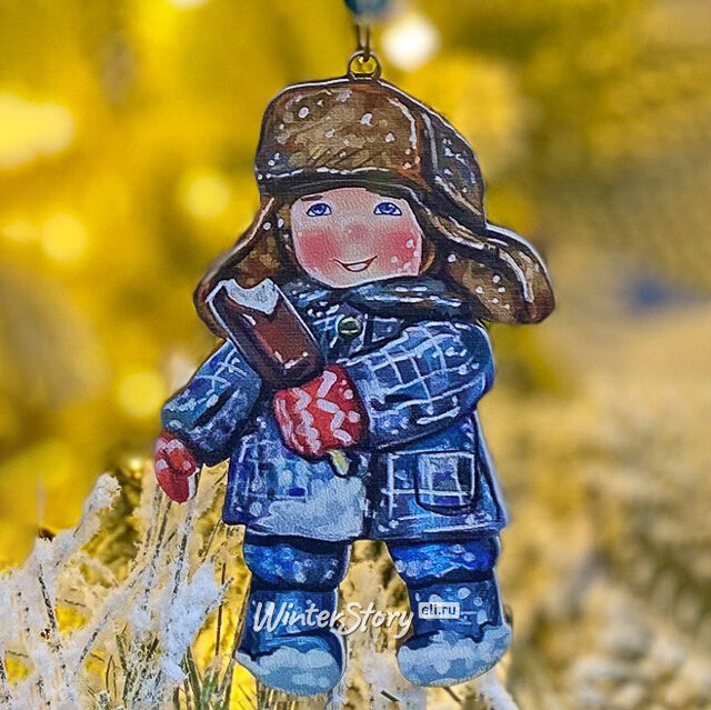 Елочная игрушка Мальчик с эксимо - Зимние Каникулы 10 см, подвеска МанузинЪ