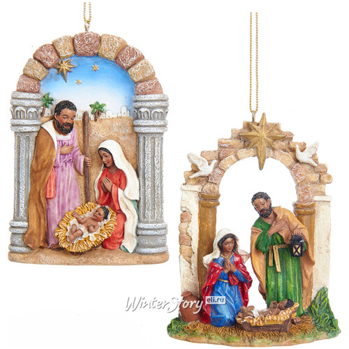 Елочное украшение Вертеп - Рождение Христа из Назарета 10 см, подвеска Kurts Adler