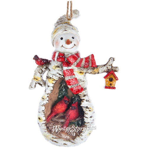 Елочная игрушка Снеговик Луиджи - Хранитель Леса 12 см со скворечником, подвеска Kurts Adler