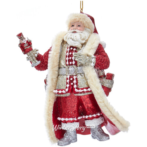 Елочная игрушка Санта Клаус - Кудесник из Ливерпуля 13 см с щелкунчиком, подвеска Kurts Adler
