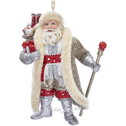 Елочная игрушка Санта Клаус - Кудесник из Ливерпуля 13 см с подарками, подвеска Kurts Adler