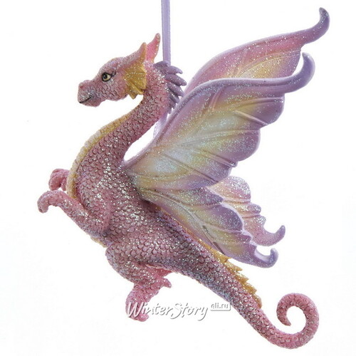 Елочная игрушка Fantasy Dragon 10 см розовый, подвеска Kurts Adler