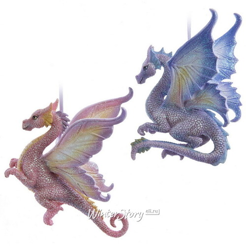 Елочная игрушка Fantasy Dragon 10 см фиолетовый, подвеска Kurts Adler