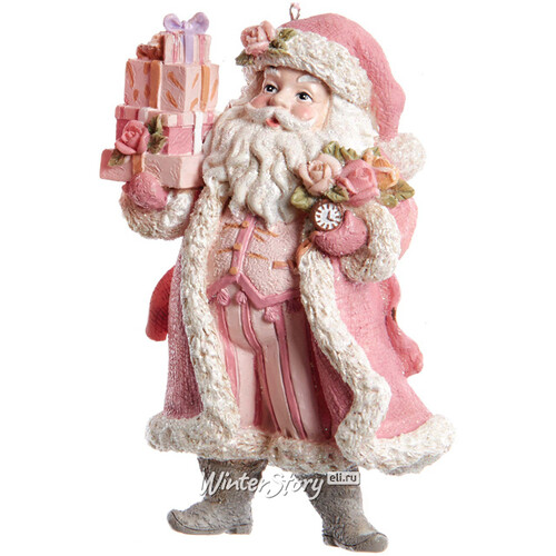 Елочная игрушка Санта с подарками - Purpurina Rosa 13 см, подвеска Kurts Adler