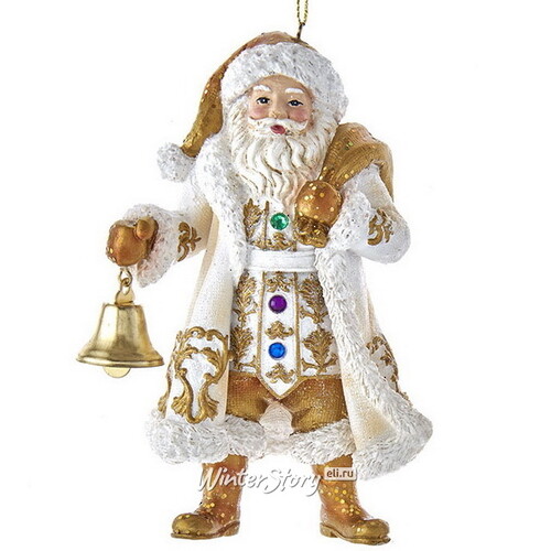 Елочная игрушка Санта Клаус с колокольчиком - Golden Christmas 13 см, подвеска Kurts Adler