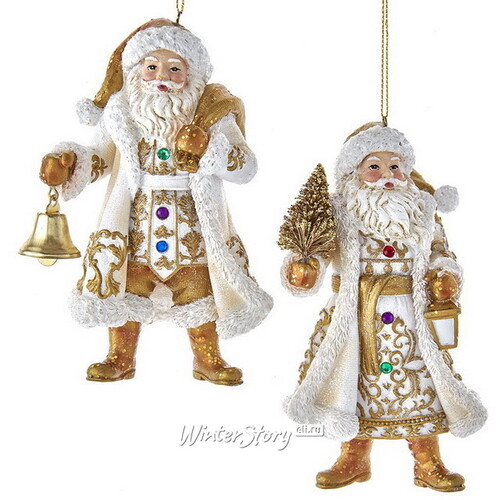 Елочная игрушка Санта Клаус с елочкой - Golden Christmas 13 см, подвеска Kurts Adler
