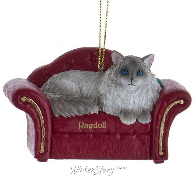Елочная игрушка Кот Рэгдолл на софе 9 см Kurts Adler