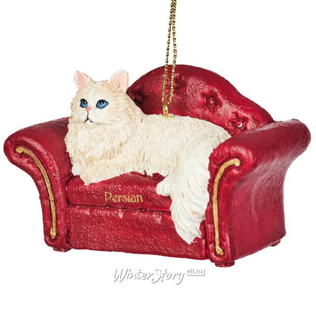 Елочная игрушка Персидский Кот на софе 9 см Kurts Adler (Куртс Адлер)