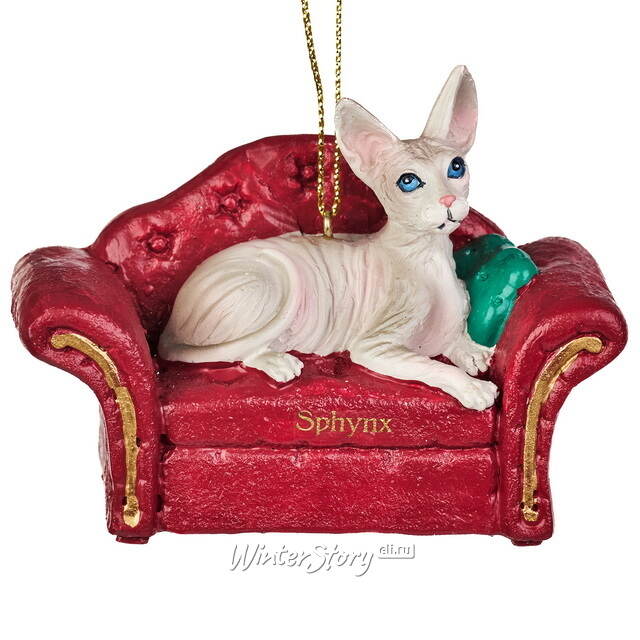 Елочная игрушка Кот Сфинкс на софе 9 см Kurts Adler (Куртс Адлер)