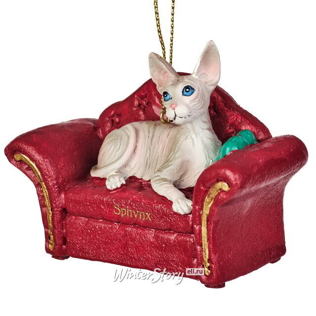 Елочная игрушка Кот Сфинкс на софе 9 см Kurts Adler (Куртс Адлер)
