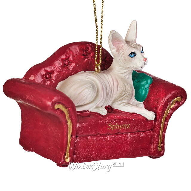 Елочная игрушка Кот Сфинкс на софе 9 см Kurts Adler (Куртс Адлер)