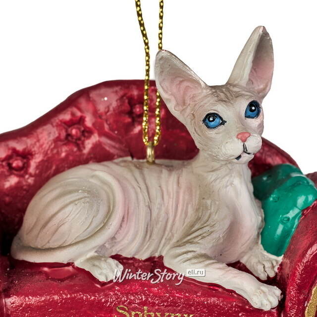 Елочная игрушка Кот Сфинкс на софе 9 см Kurts Adler (Куртс Адлер)