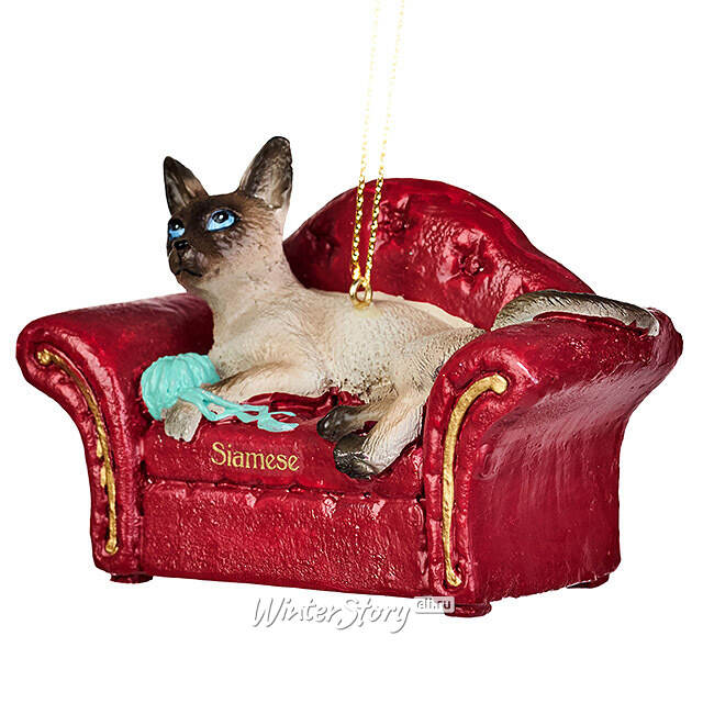 Елочная игрушка Сиамский Кот на софе 9 см Kurts Adler