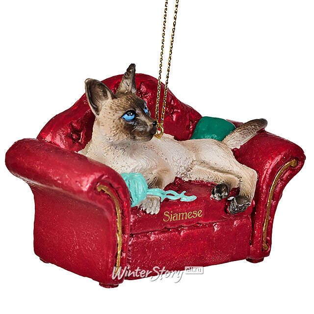Елочная игрушка Сиамский Кот на софе 9 см Kurts Adler