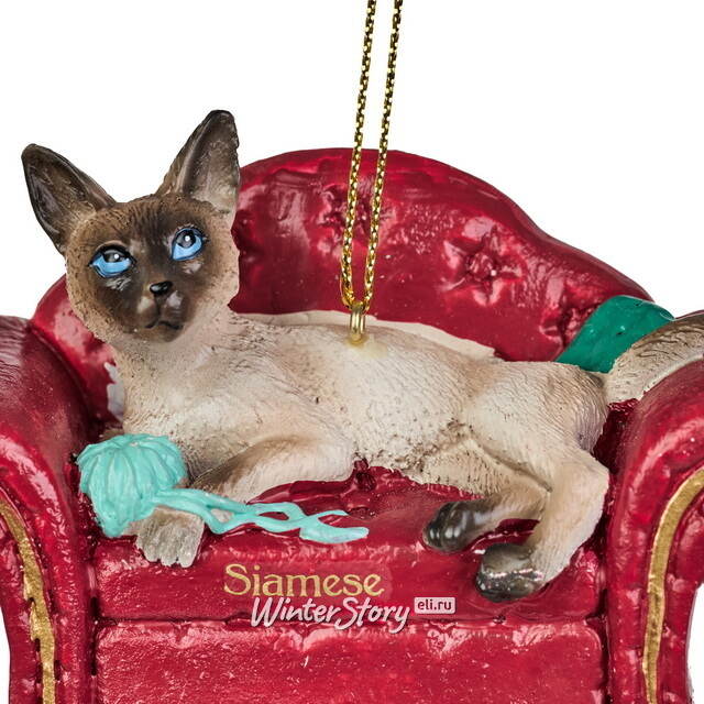 Елочная игрушка Сиамский Кот на софе 9 см Kurts Adler