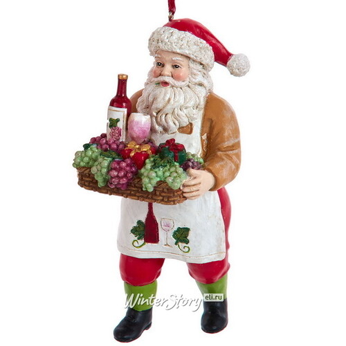 Елочная игрушка Санта Клаус с подносом: Voila 11 см, подвеска Kurts Adler