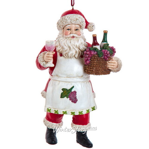 Елочная игрушка Санта Клаус с бокалом: Voila 11 см, подвеска Kurts Adler