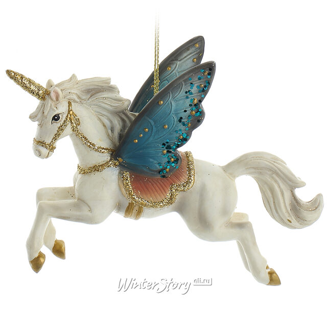 Елочная игрушка Единорог Эльфин - Лориэнский Лес 13 см бирюзовая Kurts Adler