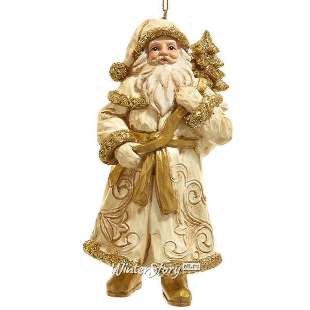 Елочная игрушка Дед Мороз с Елочкой - Golden Crema 13 см Kurts Adler