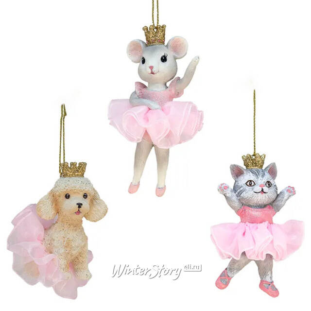 Набор елочных игрушек зверушек Звезды Балета 8 см, 3 шт Kurts Adler