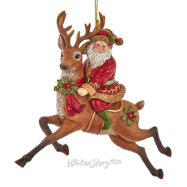 Елочная игрушка Санта на Олене - Волшебная Упряжка 13 см Kurts Adler