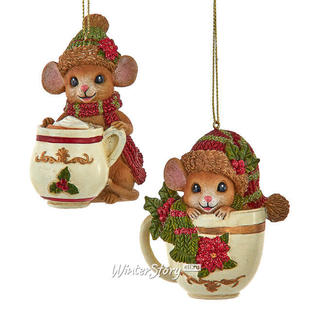 Набор елочных игрушек Новогоднее Чаепитие Мышат 8 см, 2 шт Kurts Adler
