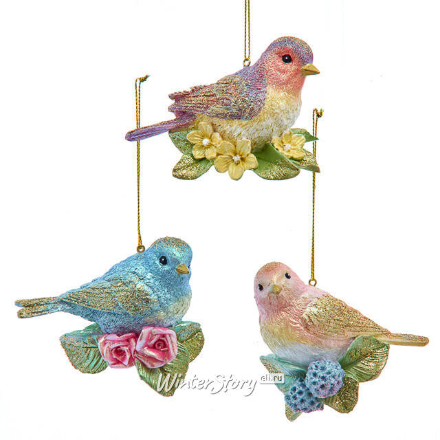 Елочная игрушка Птичка Тэйли - Pastel Rainbow 10 см Kurts Adler