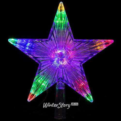 Верхушка светящаяся Звезда 25 см разноцветная 15 LED ламп MOROZCO