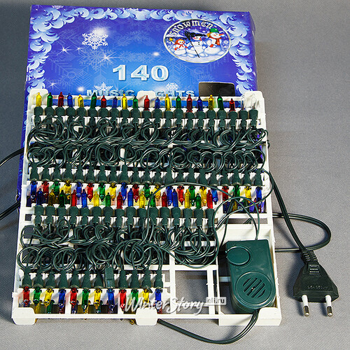 Музыкальная гирлянда 140 разноцветных миниламп 9.5 м, зеленый ПВХ, контроллер Snowmen