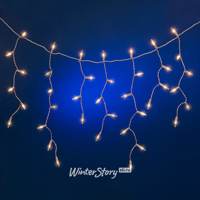 Гирлянда для дома Сосулька 4*0.4 м, 300 теплых белых миниламп, белый ПВХ, соединяемая Snowmen