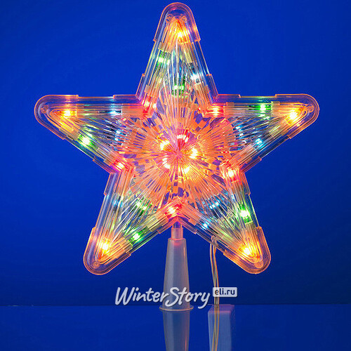 Верхушка светящаяся Звезда 24 см разноцветные микролампы Snowmen