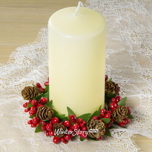 Декор для свечи Красные Ягоды с Шишками 11 см Swerox