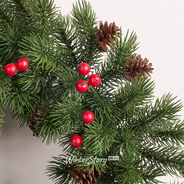 Венок Зимний Вечер из шишек и ягод 30 см, ЛИТАЯ 100% Swerox