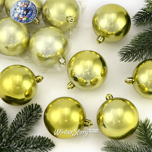 Набор пластиковых глянцевых шаров 7 см золото, 6 шт, Snowmen Snowmen