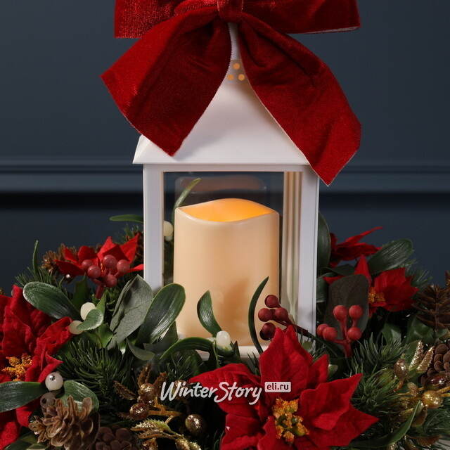 Венок-подсвечник Эмоции Любви с пуансеттией и ягодами 30 см Swerox