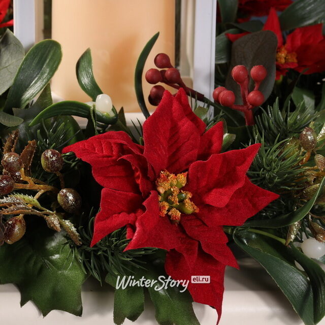 Венок-подсвечник Эмоции Любви с пуансеттией и ягодами 30 см Swerox